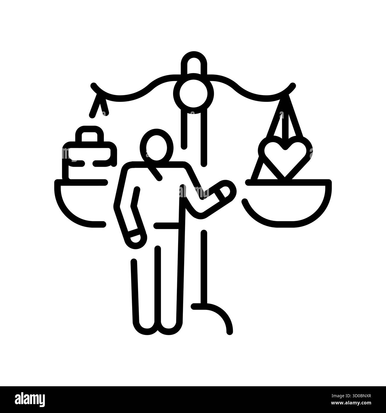 Symbol für Work Life Balance mit schwarzer Linie. Vektorisoliertes Element. Bearbeitbare Kontur. Stock Vektor