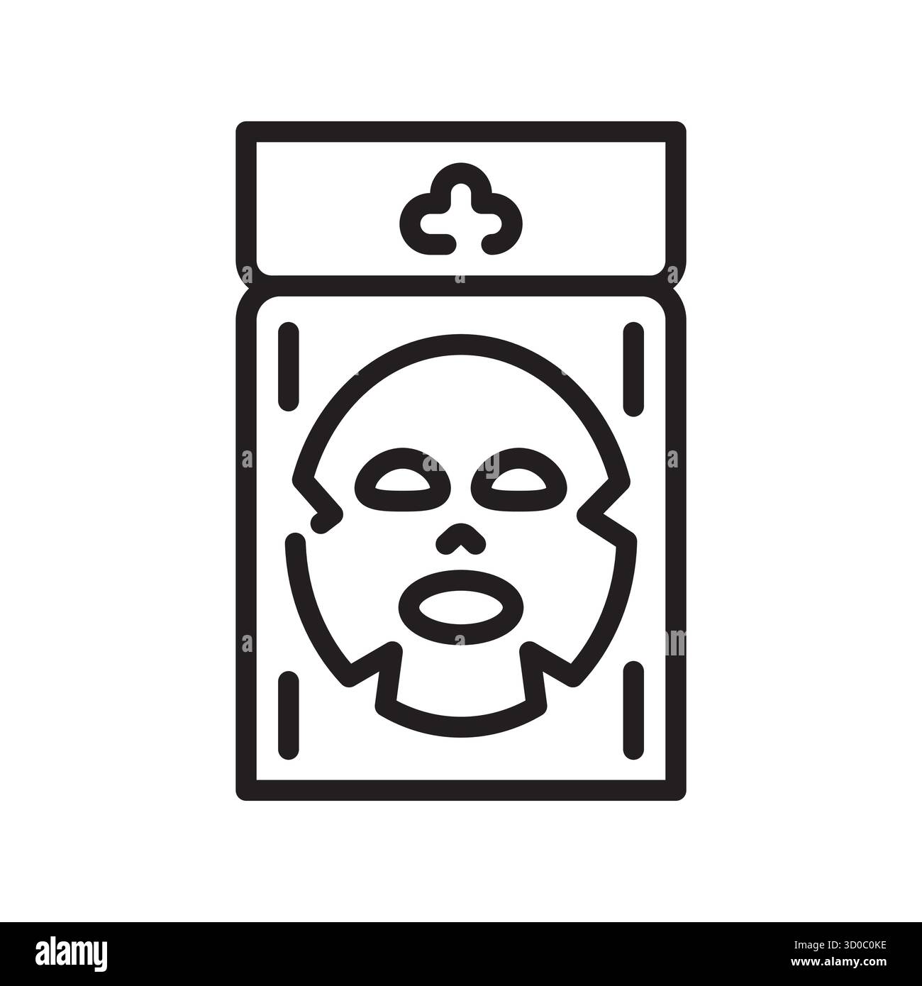 Maskenverpackung aus Kunststoff für Kosmetik mit schwarzem Symbol. Vektor isoliertes Element.editierbare Kontur Stock Vektor