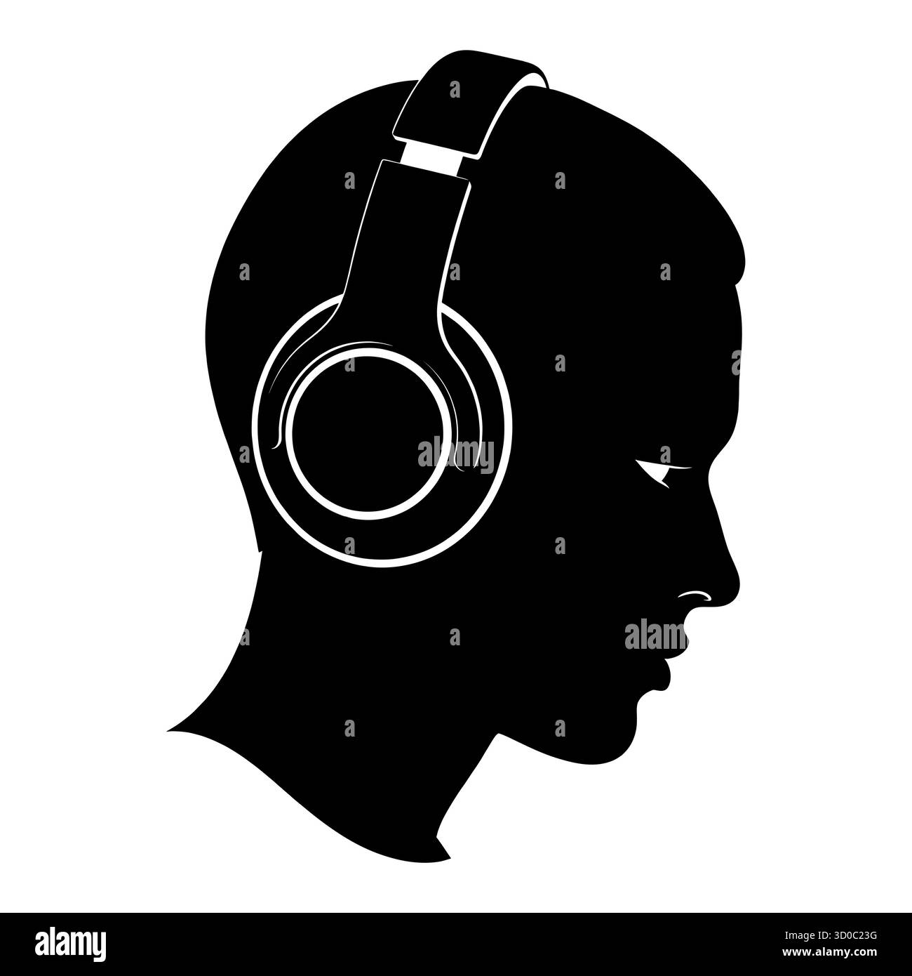 Silhouette junger Frauen mit Kopfhörern. Stock Vektor