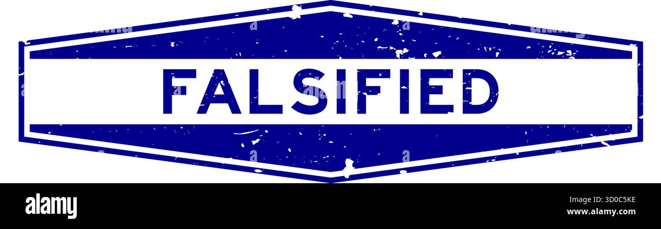 Grunge blauer gefälschter sechseckiger Gummisiegelstempel auf weißem Hintergrund Stock Vektor