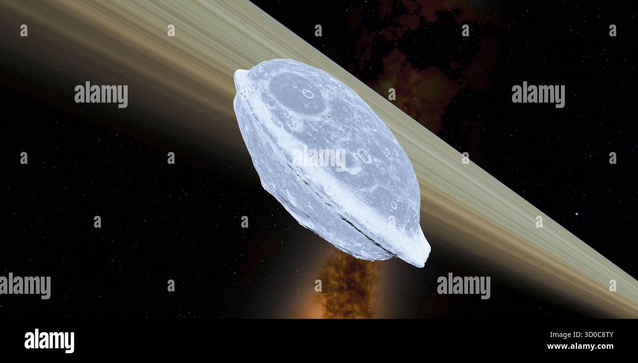 Daphnis ist ein innerer Satellit des Saturnplaneten und befindet sich in seinem Ringsystem. Stockfoto