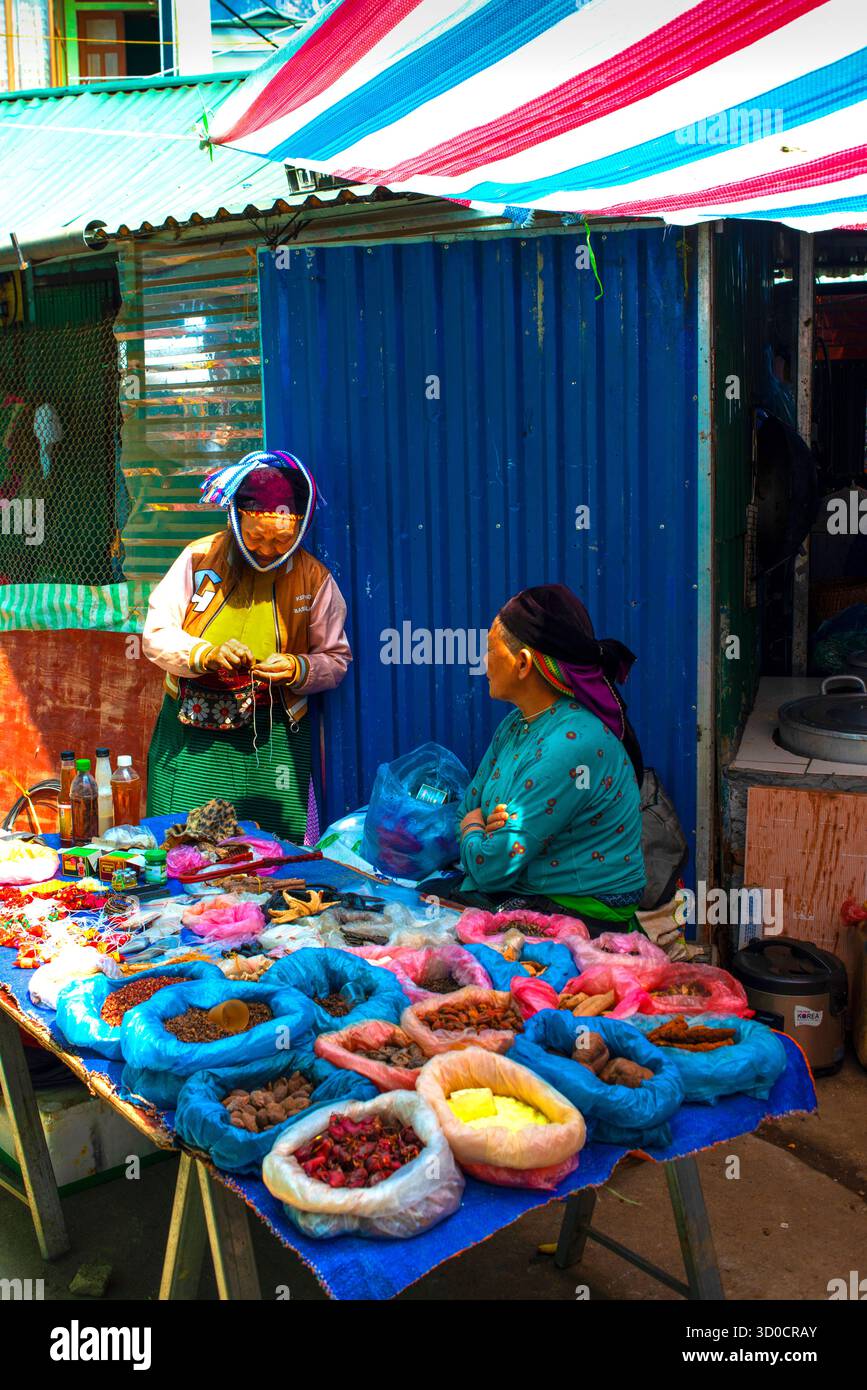 Viehhandelsgebiet am Meo Vac Market. Ha Giang, Vietnam. Stockfoto