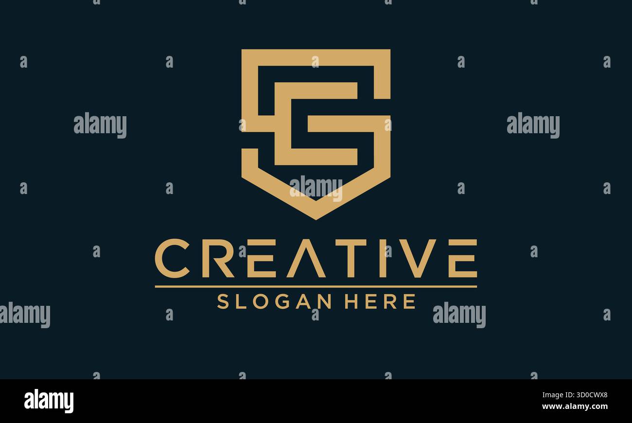 C und G Letter Logo Design Vector Gold Marineblau Stock Vektor