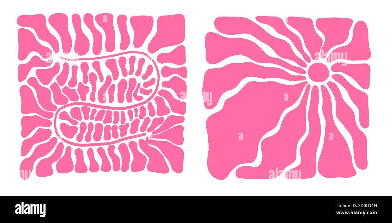 Abstrakter Retro-Sonnenhintergrund mit welligen Sonnenstrahlen, kreisförmiger Geometrie und funkigem Design der 70er Jahre. Gelbe und orangene Farbverläufe, grooviges Sonnenlicht Stock Vektor