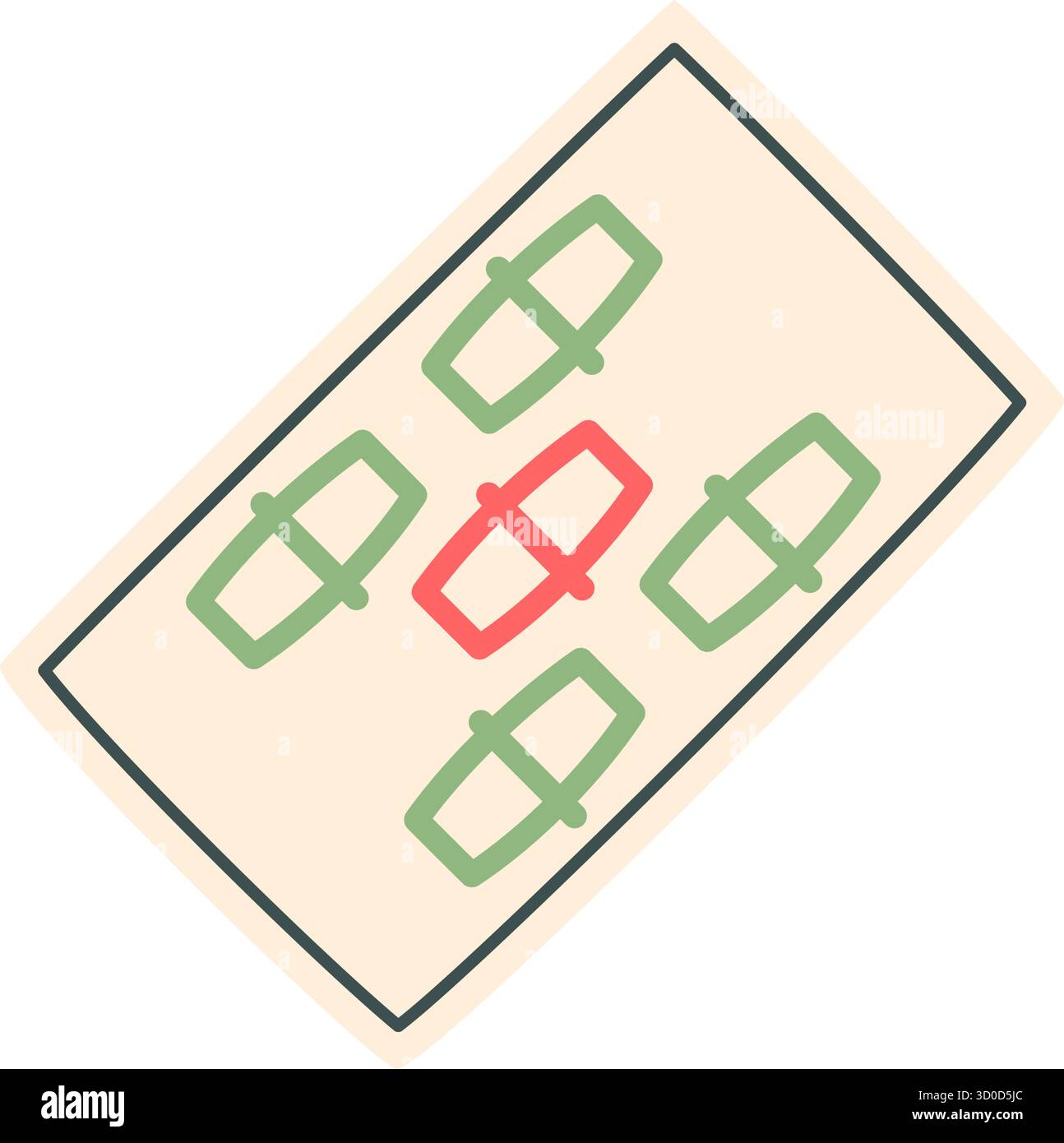 Flache Chinesische Mahjong-Spielfliese Stock Vektor