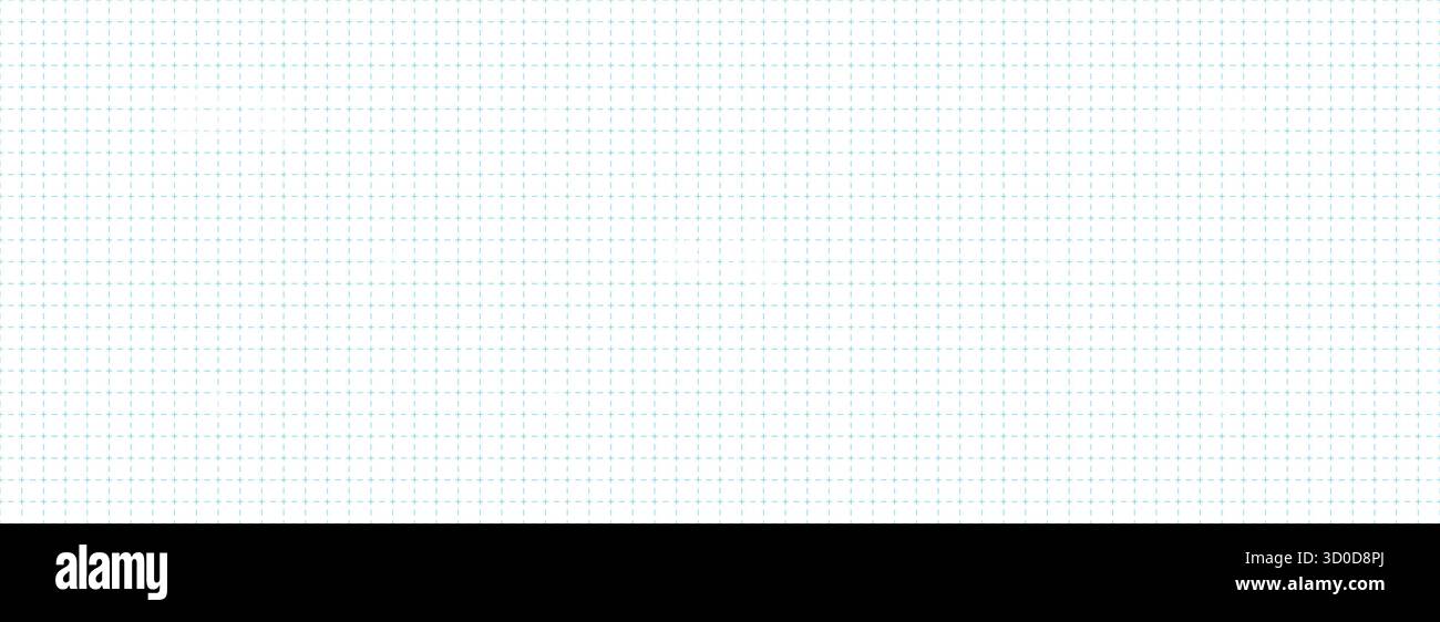 Hobelseite mit gepunktetem quadratischem Raster. Nahtloses blaues kariertes Papiermuster. Einfache Textur des Diagramms mit Kreuzstrich. Notizbuchhintergrund für Bullet Journal. Schulmathematik-Latex-Tapete. Vektor Stock Vektor