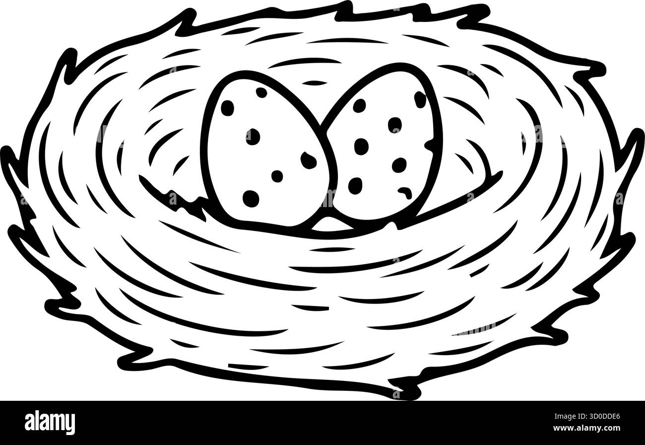 Eier im Nest Icon kritzeln handgezeichnet. Clipart-Symbol für Umrisslinien. Vektorabbildung. Stock Vektor
