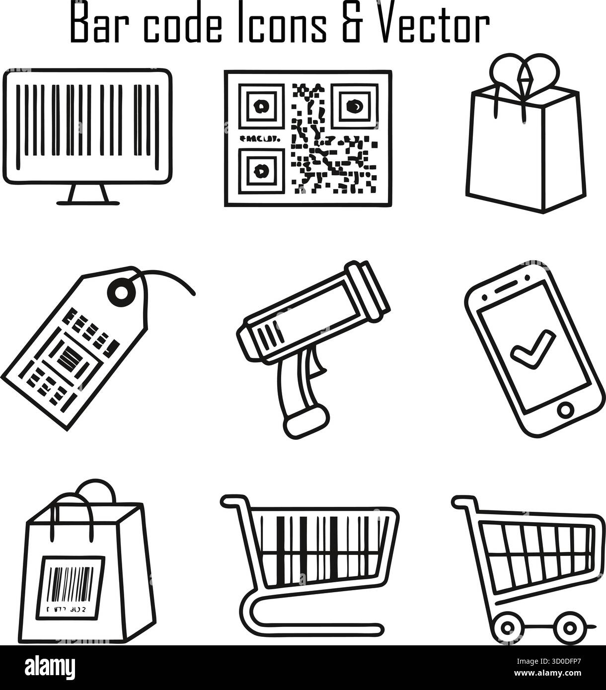 Barcode-Symbolsatz – Scannen, Einzelhandel, Produktetiketten und digitale Codes Stock Vektor