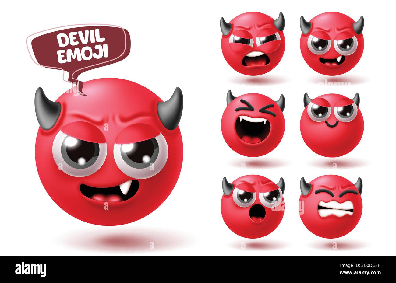 Emoji Devil Charakter Clipart Set. Devil Emojis Halloween Red ...