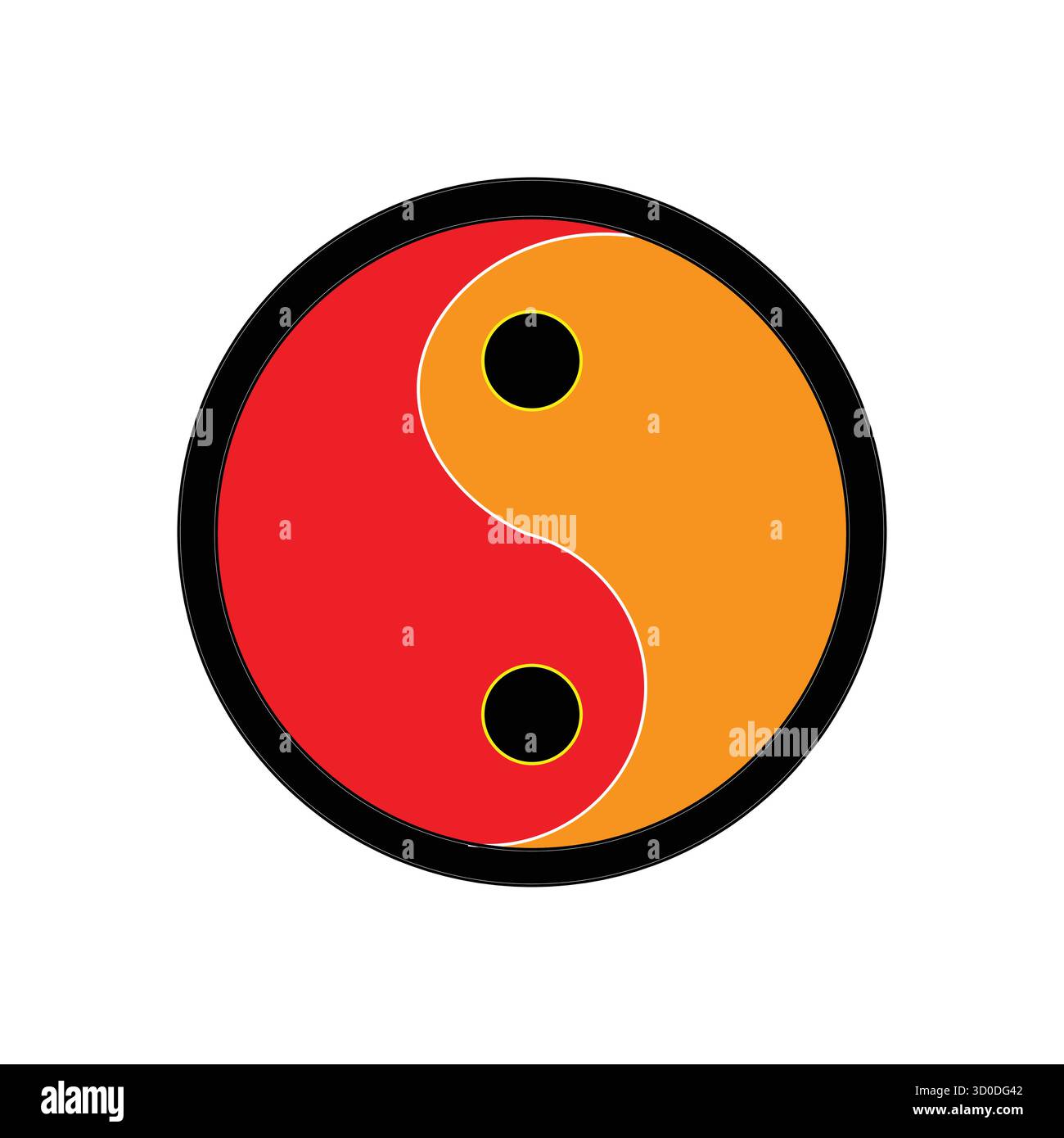 Rotes und orangefarbenes Yin-Yang-Symbol: Symbol für Balance, Dualität und Harmonie Stock Vektor