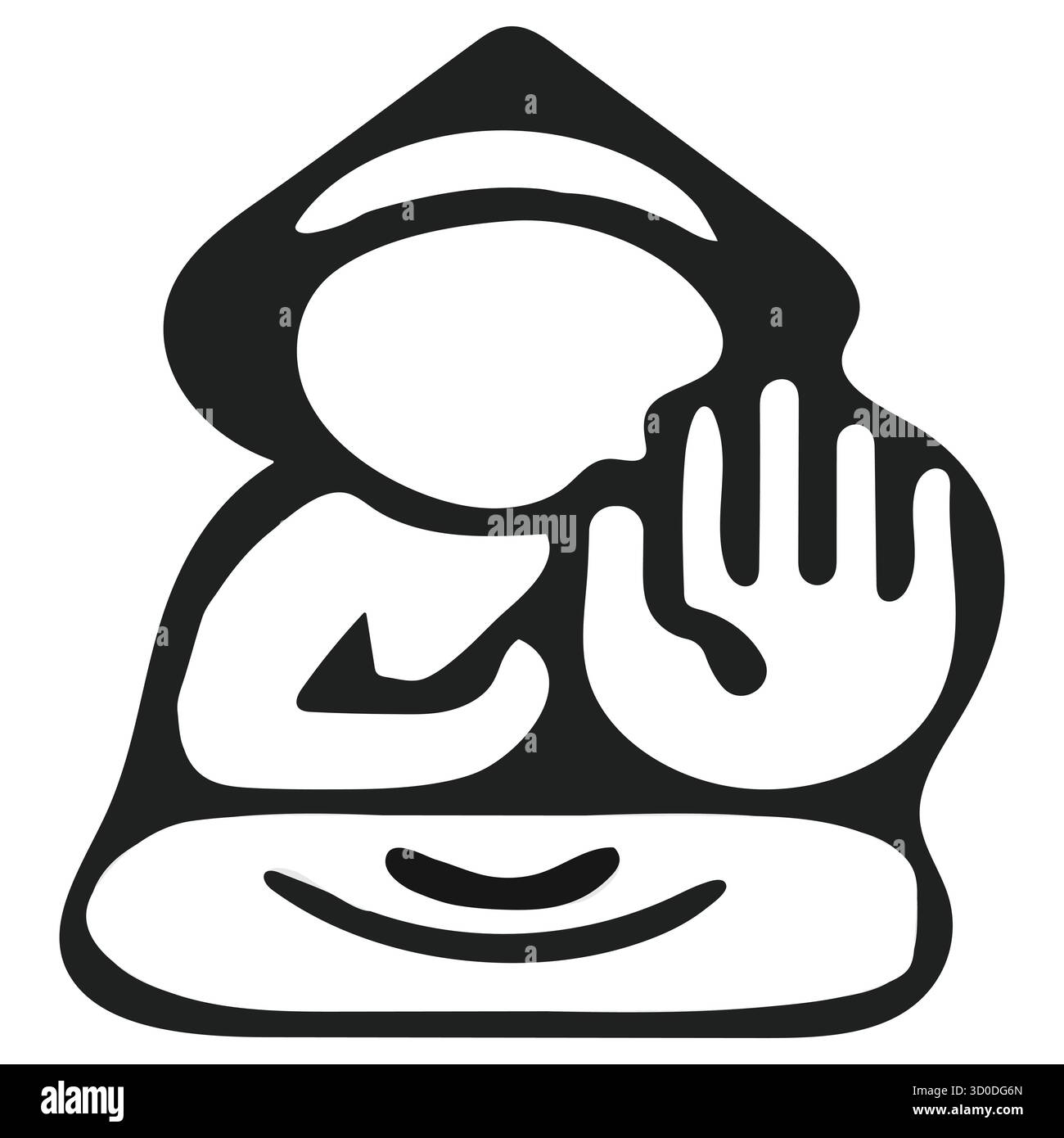 Meditation Buddha in Lotus Flower: Line Art Icon für Vesak/Buddha Purnima Stock Vektor