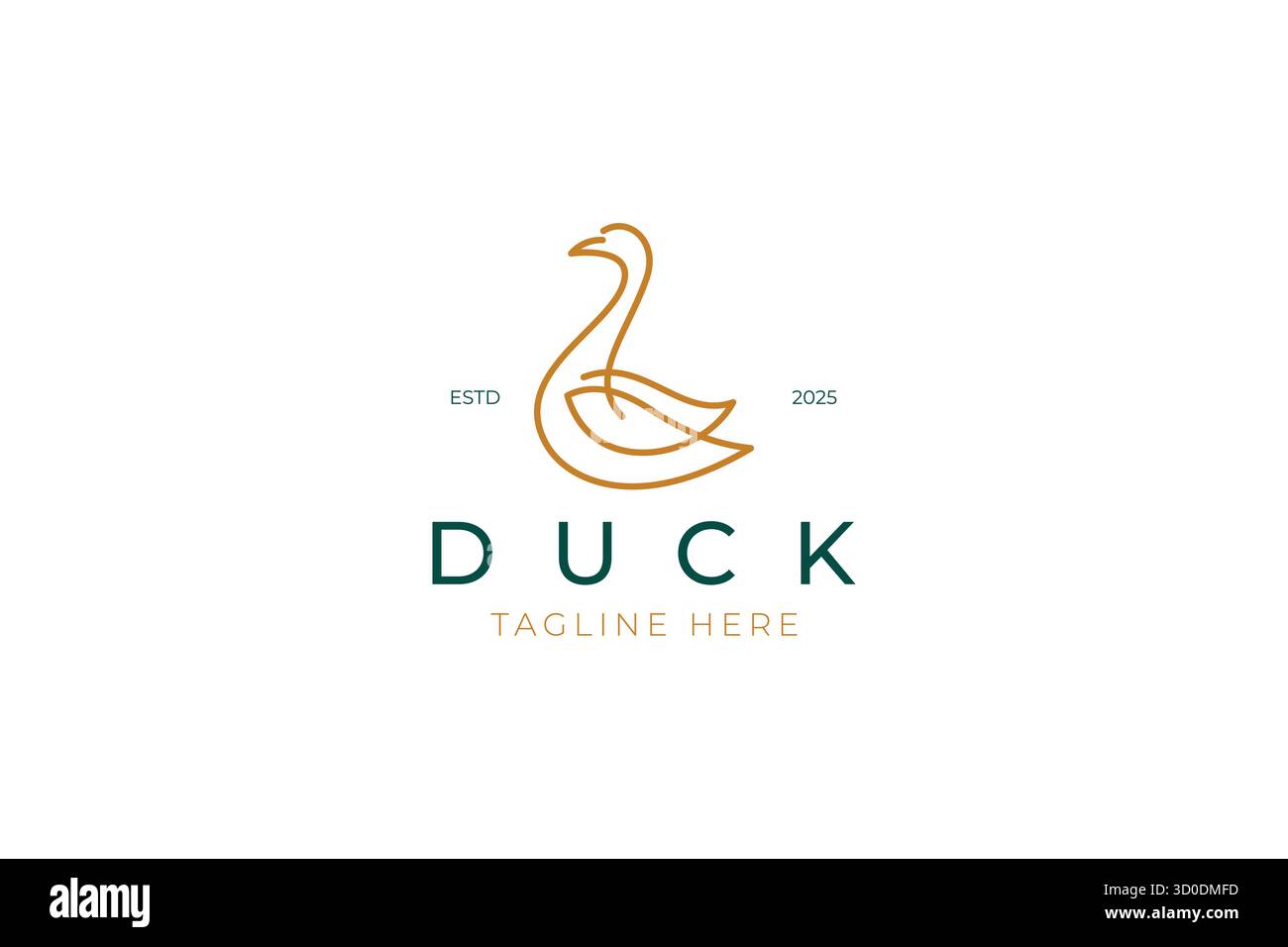Ikonisches Line Art Swan oder Ente Logo einfach elegante Markenidentität Stock Vektor