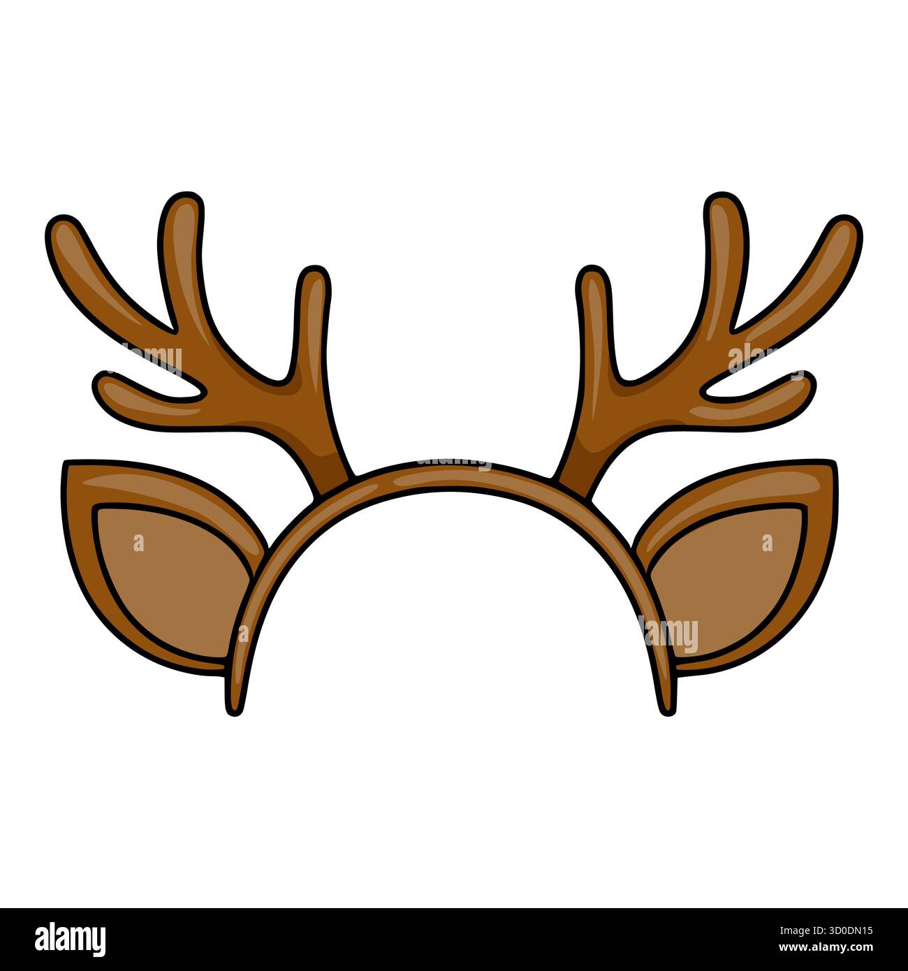 Eine bezaubernde Vektor-Illustration eines Hirschgeweih-Haarbands mit großen, ausdrucksstarken Ohren, perfekt für festliche oder skurrile Designs. Stock Vektor