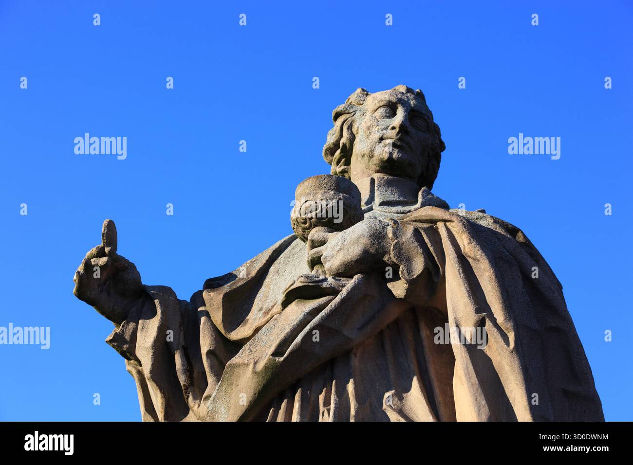 Carolus Borromäus Statue, Brücke heilige auf der Alten Mainbrücke in Würzburg, Niederfranken, Bayern, Deutschland Stockfoto