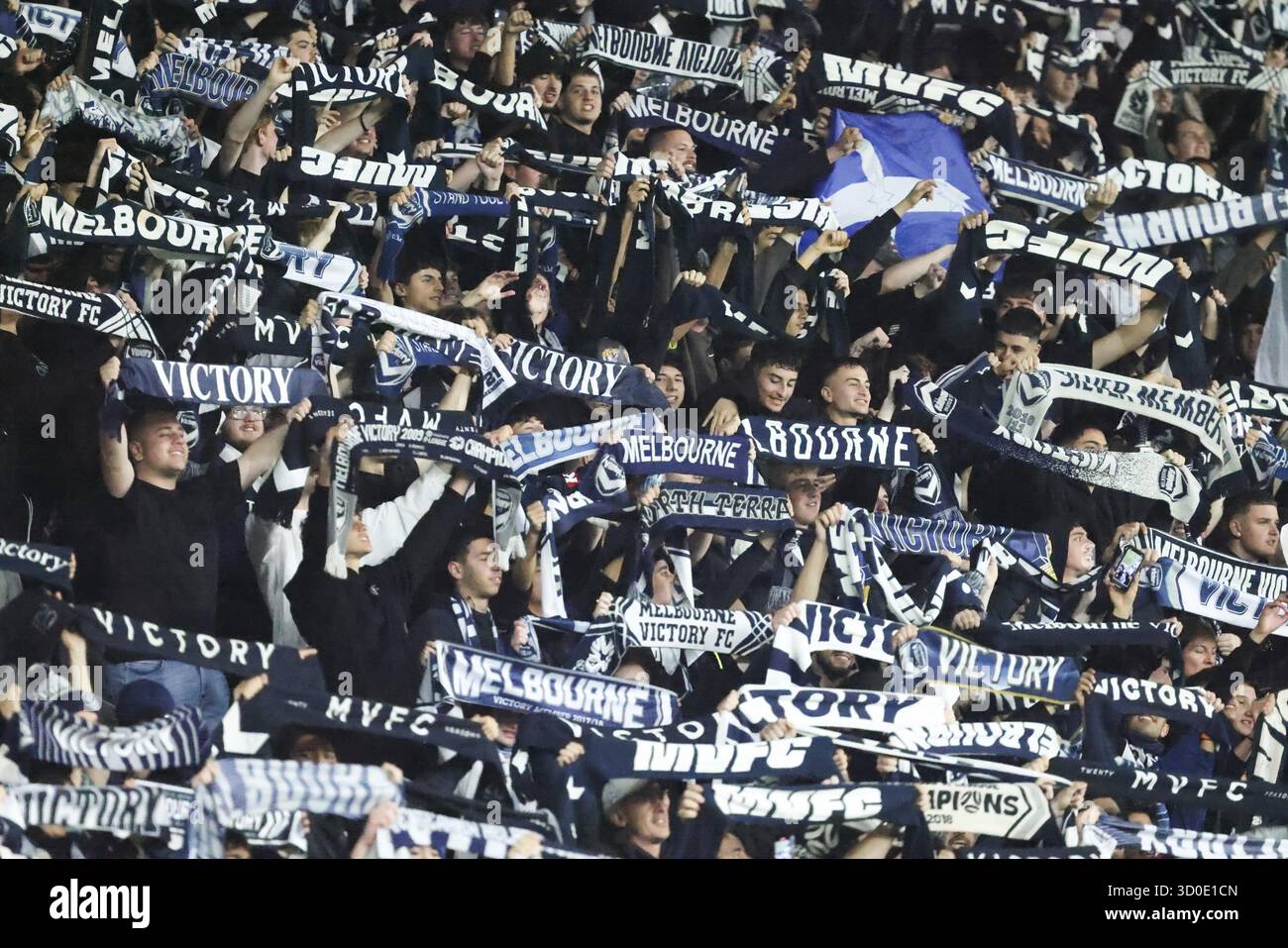 MELBOURNE, AUSTRALIEN – MAI 31: Melbourne Victory Fanatmosphäre vor dem A-League-Spiel der Männer zwischen Melbourne City und Melbourne Vic Stockfoto