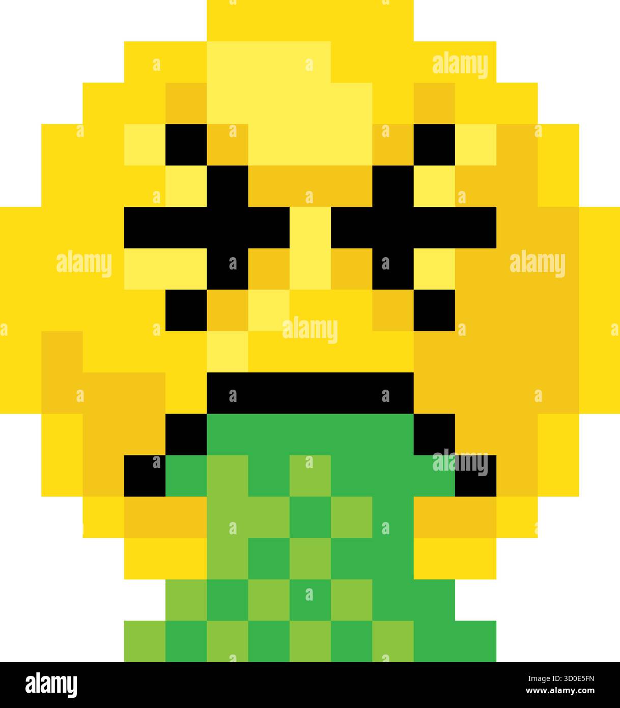 Pixelart Emoji Emoticon Krankes Gesicht Stock Vektor