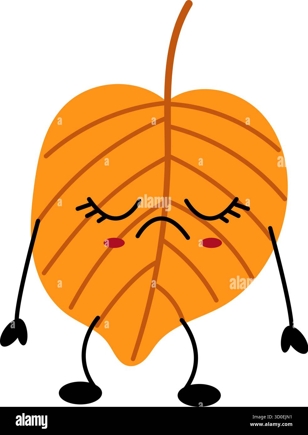 Der Charakter des Herbstblattes Kawaii besticht durch ein leuchtendes Orange, ausdrucksstarke Augen und ein verspieltes Design. Diese bezaubernde Illustration fängt das wesentliche o ein Stock Vektor