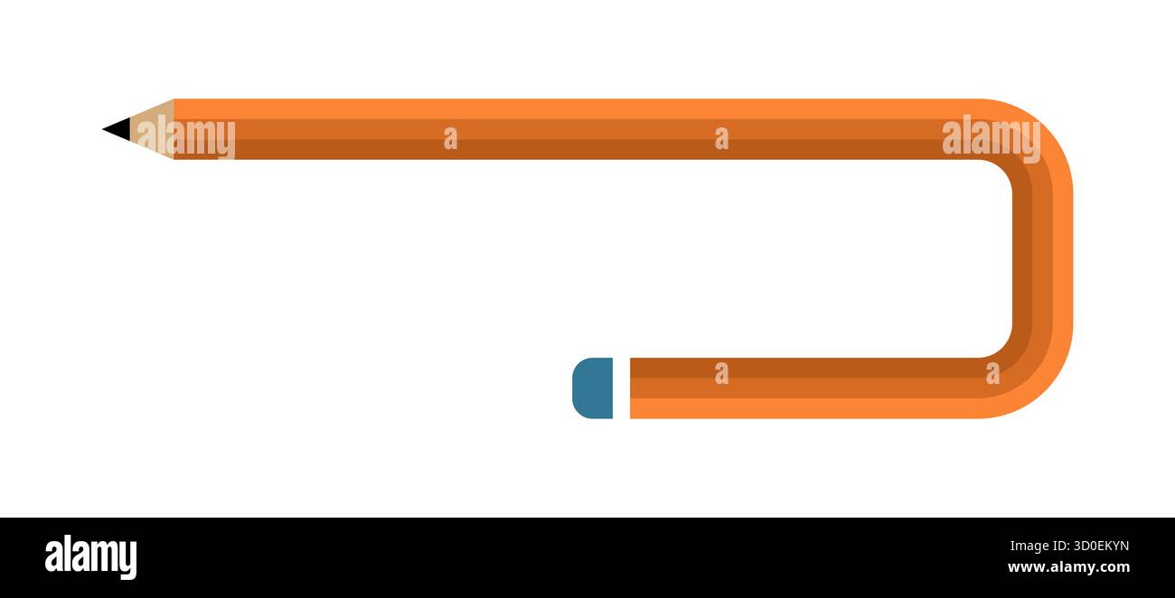 Kreative gekrümmte Bleistiftvektor-Illustration perfekt für Bildung Kunst Design Schreiben und Kreativität Themen isoliert auf weißem Hintergrund ideal für Web p Stock Vektor