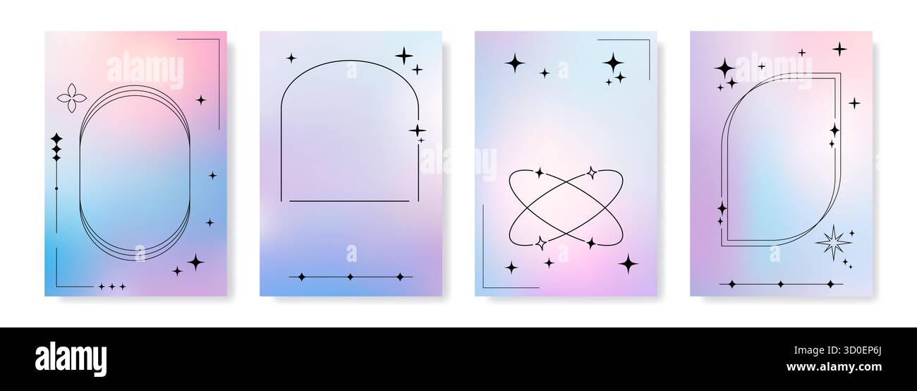 Farbenfrohe Hintergründe mit Farbverlauf und einzigartigen Liniendesigns, perfekt für verschiedene moderne digitale Anwendungen Stock Vektor