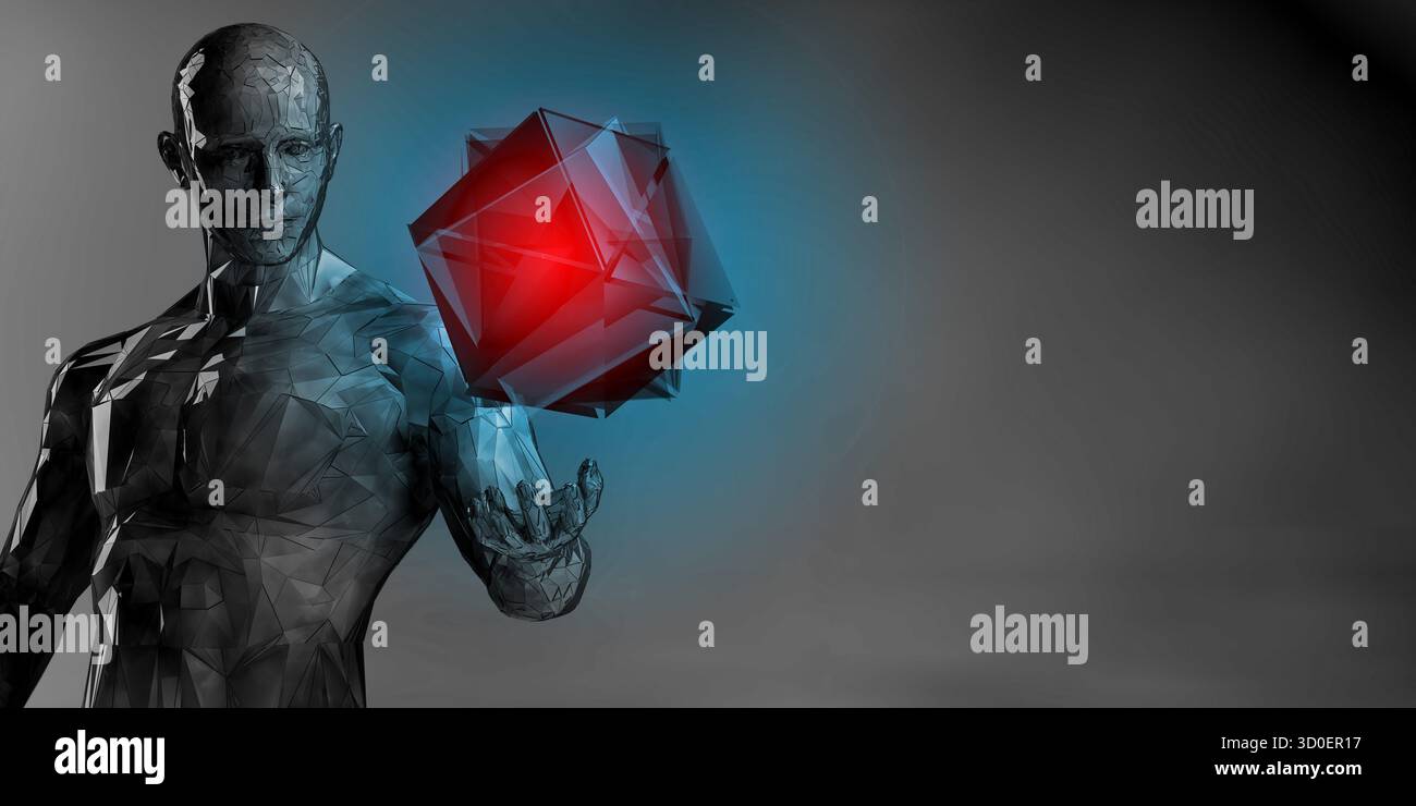 Durch Geometrische Form Dargestellte Depression, Die Die Technologische Existenz In Betracht Zieht Stockfoto