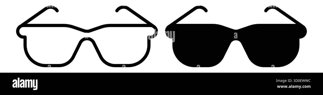 Diese Kollektion bietet stilvolle Ikonen von Brillen und Sonnenbrillen, perfekt für moderne Designs. Verwenden Sie diese minimalistischen Grafiken für modische Projekte Stock Vektor