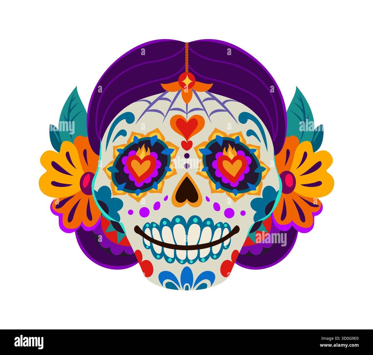 Tag der toten Feiertagsfrau Calavera Zuckerschädel Stock Vektor