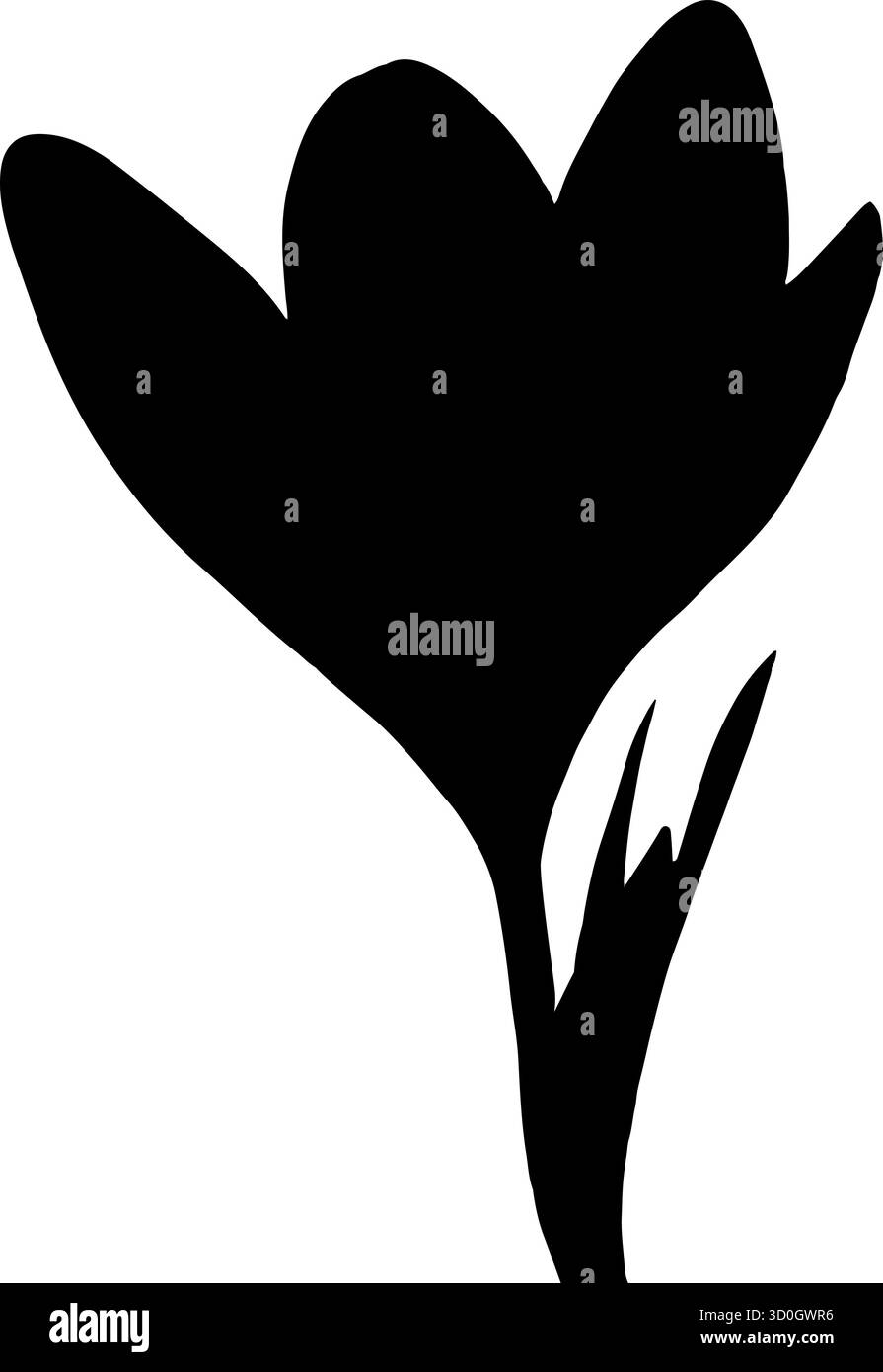 Vektor-isolierte Illustration einer Krokusblüten-Silhouette. Stock Vektor