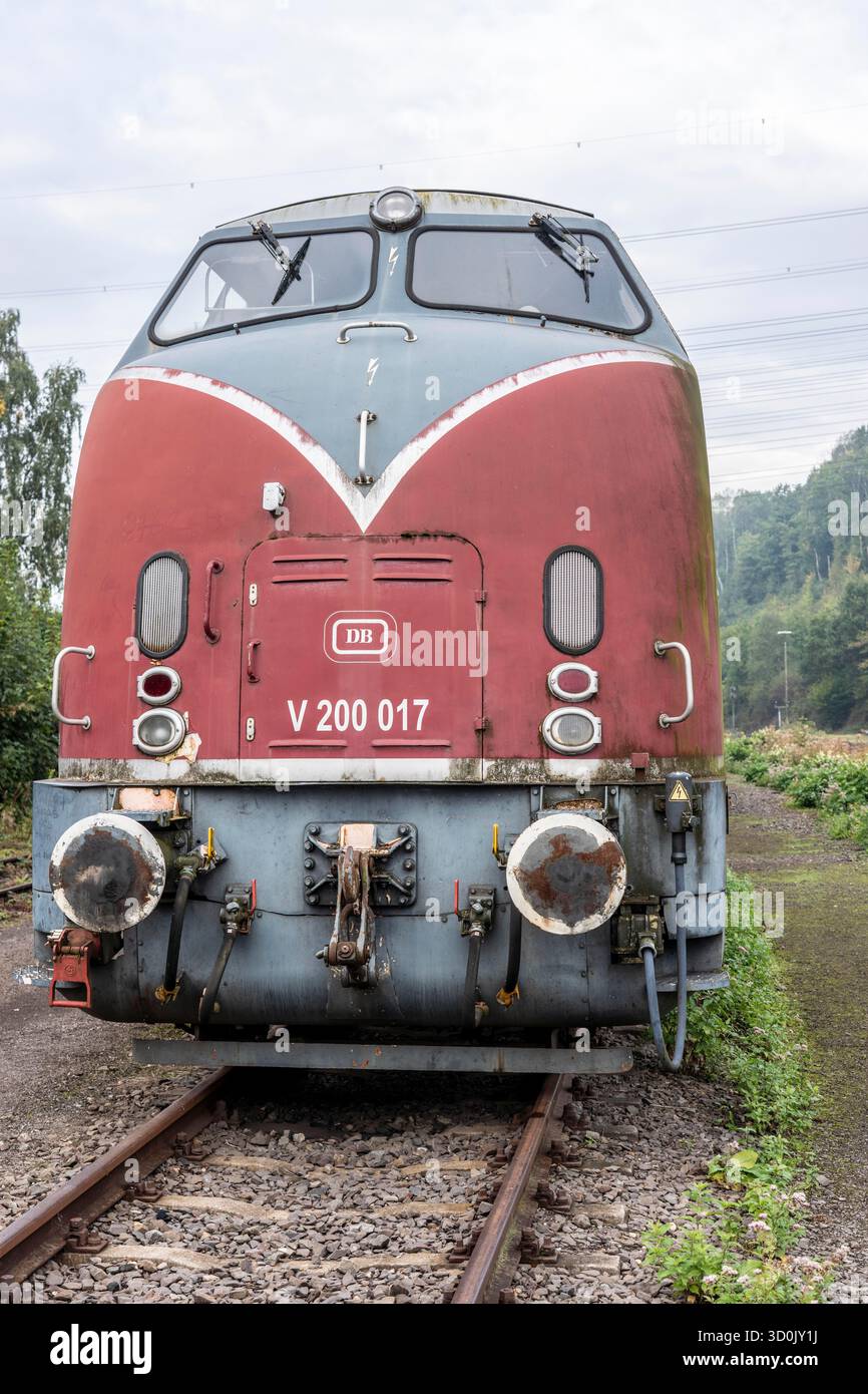 Eisenbahnmuseum Bochum-Dahlhausen, Diesellokomotive V 200 017, Nordrhein-Westfalen, Deutschland, Stockfoto