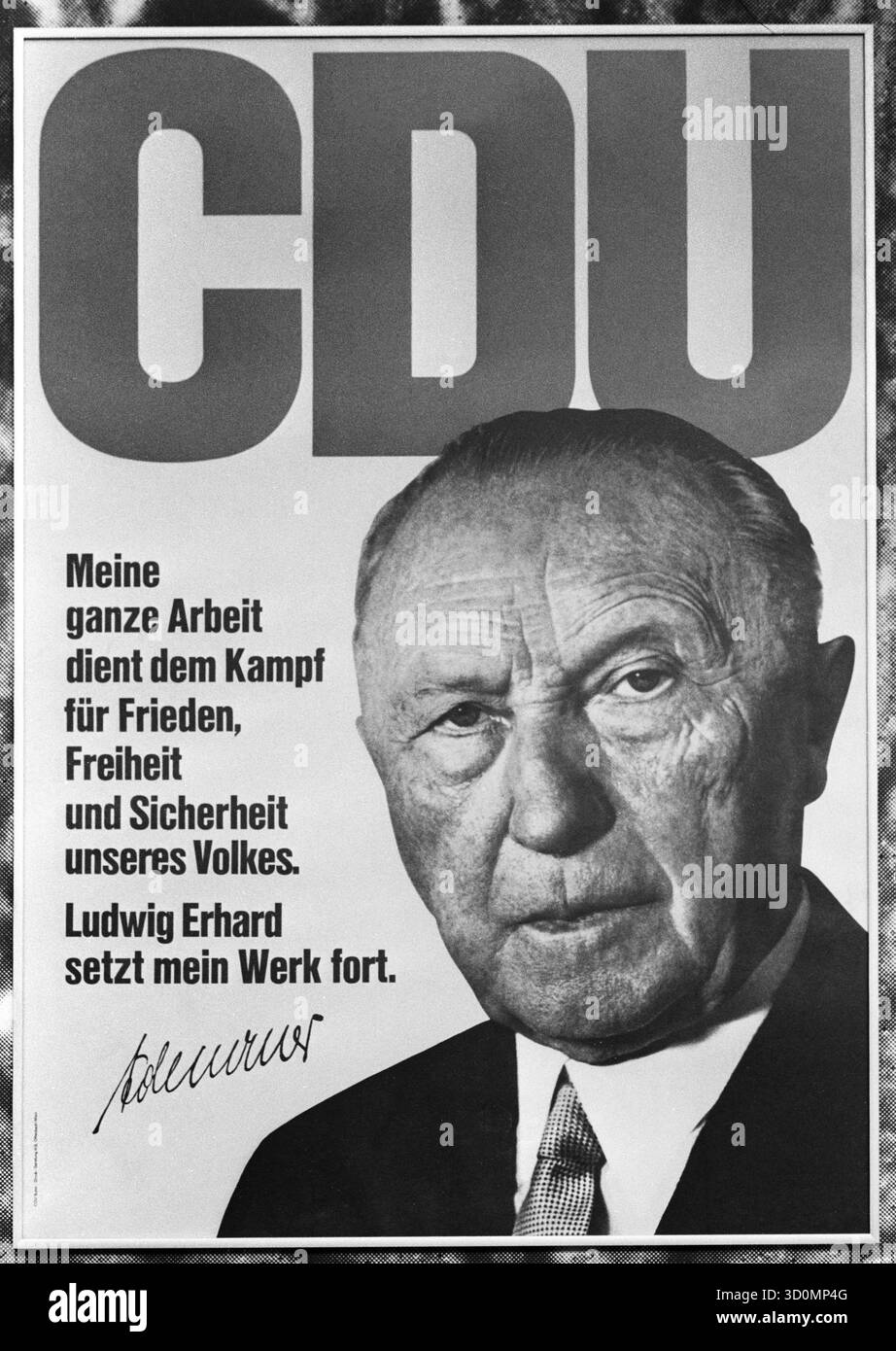CDU-Wahlplakat und Konrad Adenauer [automatisierte Übersetzung] Stockfoto