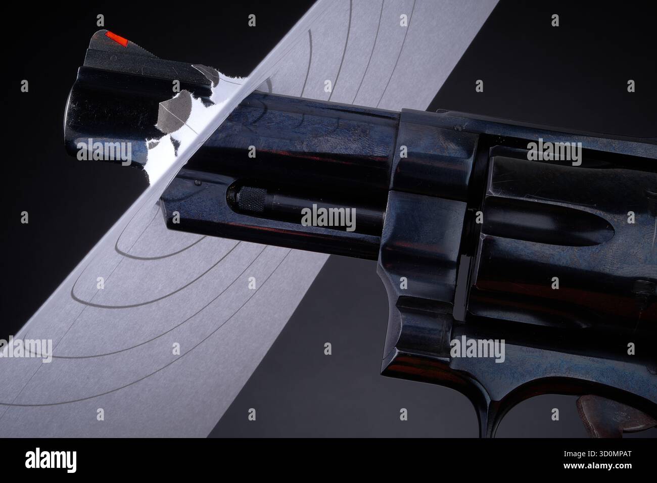 Pistole und Ziel, .41 Smith & Wesson Magnum, Waffenkontrolle Stockfoto