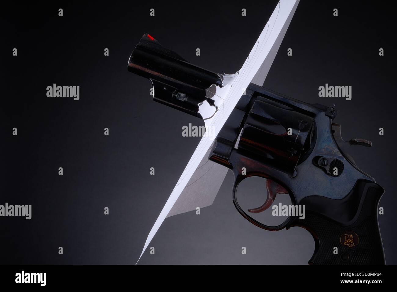 Pistole und Ziel, .41 Smith & Wesson Magnum, Waffenkontrolle Stockfoto