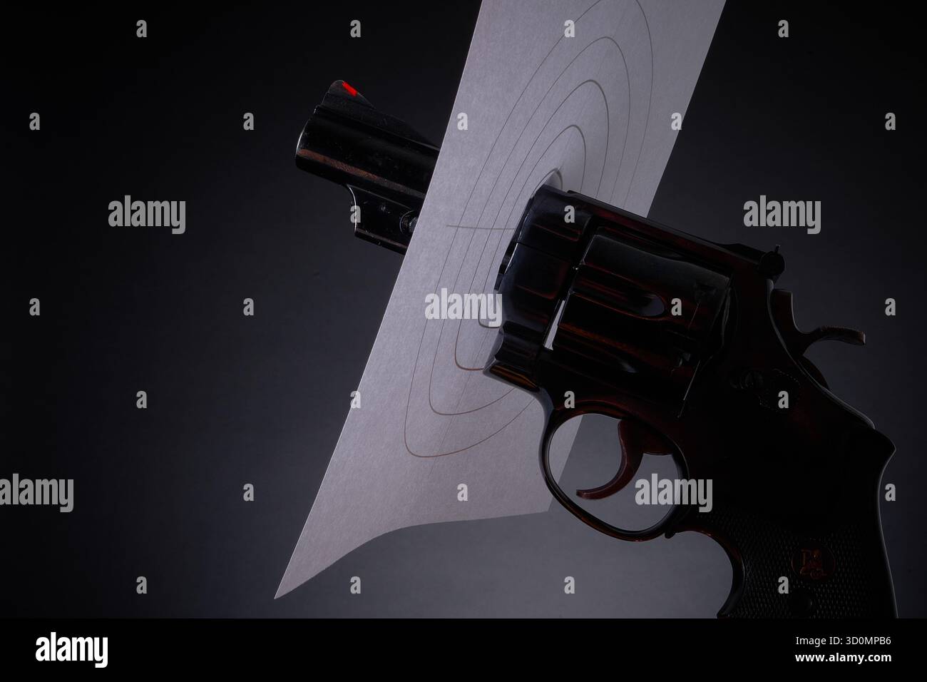 Pistole und Ziel, .41 Smith & Wesson Magnum, Waffenkontrolle Stockfoto