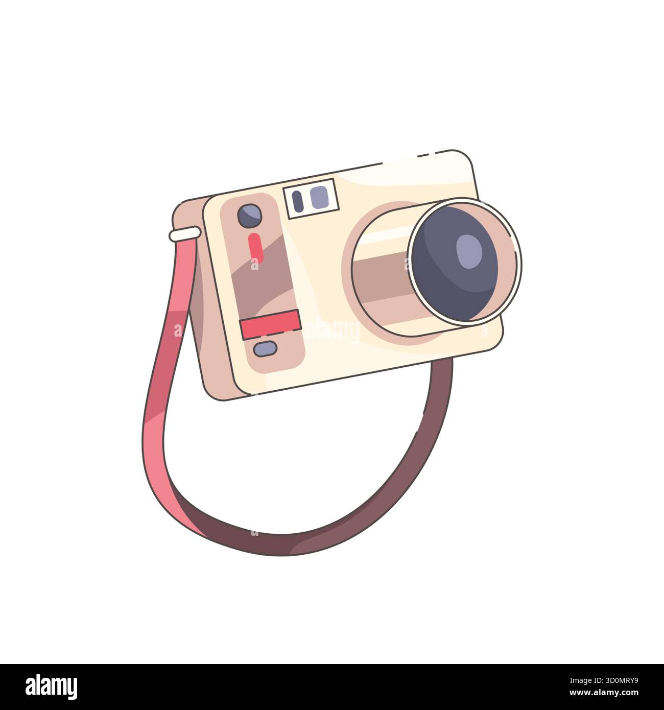 Vektor-Retro-Fotokamera-Symbol. Analoges Fotosymbol im Vintage-Stil. Klassisches Bildgerät oder Zubehör mit nostalgischem Objektiv und Verschluss. Manuelle Ausrüstung oder Ausrüstung für Fotografen. Nostalgie und 90er Jahre Stock Vektor