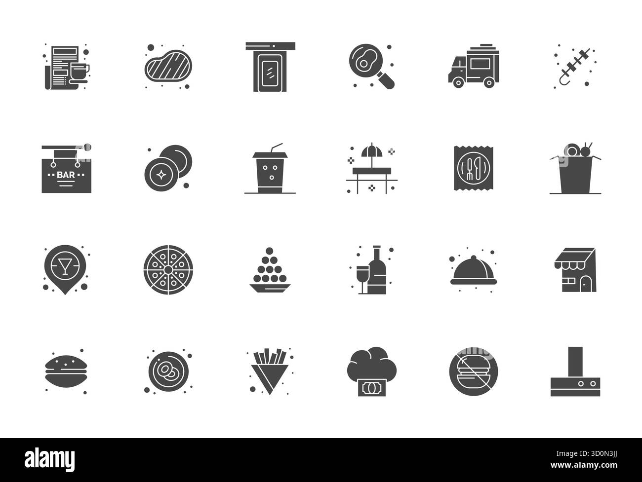 Wunderschön gerenderte 24 bearbeitbare Vektorsymbole für Restaurant, erstellt mit hoher Auflösung für beeindruckende visuelle Konsistenz auf der gesamten Platine Stock Vektor