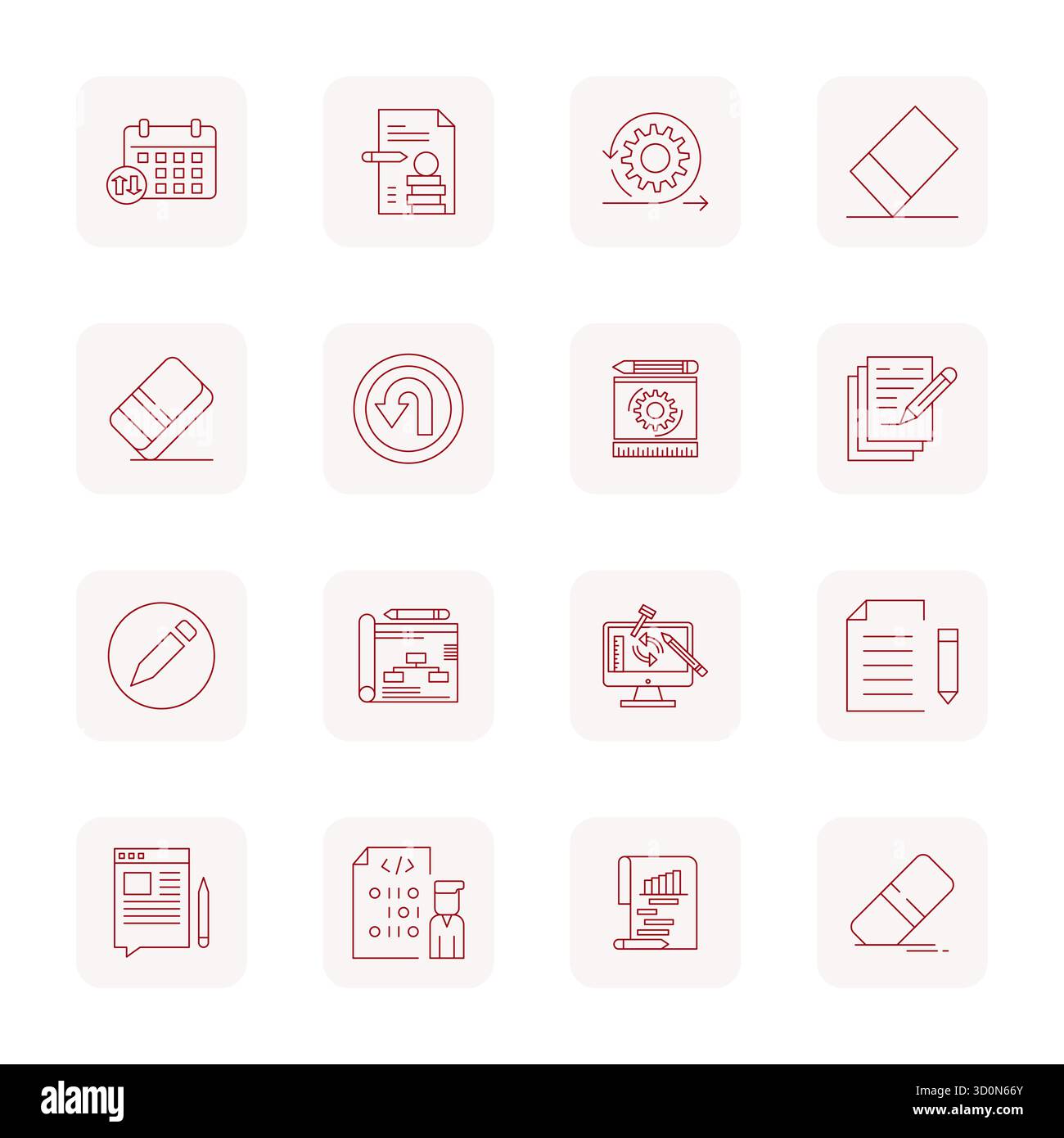 Entsperren Sie 16 Thin Outline Pixel optimierte Vektorsymbole, inspiriert von Revision, optimiert im Format 256 x 256 für eine makellose Anzeige auf allen Geräten. Stock Vektor
