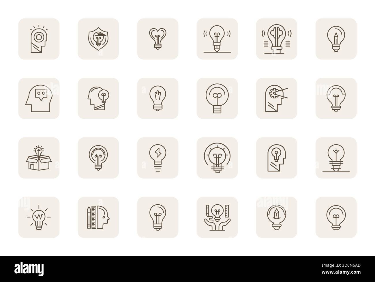 Diese Kollektion enthält 24 Regular Bold Outline Detail Enhanced Vektorsymbole, die speziell auf das Brainstorming-Thema zugeschnitten sind und im Retina Ready-Format für d optimiert wurden Stock Vektor