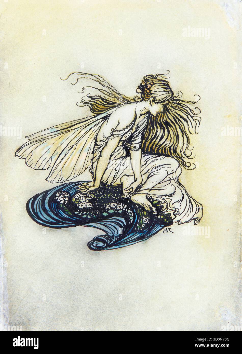 Arthur Rackham, Eine Fee, Illustration in Stift und Tinte mit Aquarell, vor 1939 Stockfoto