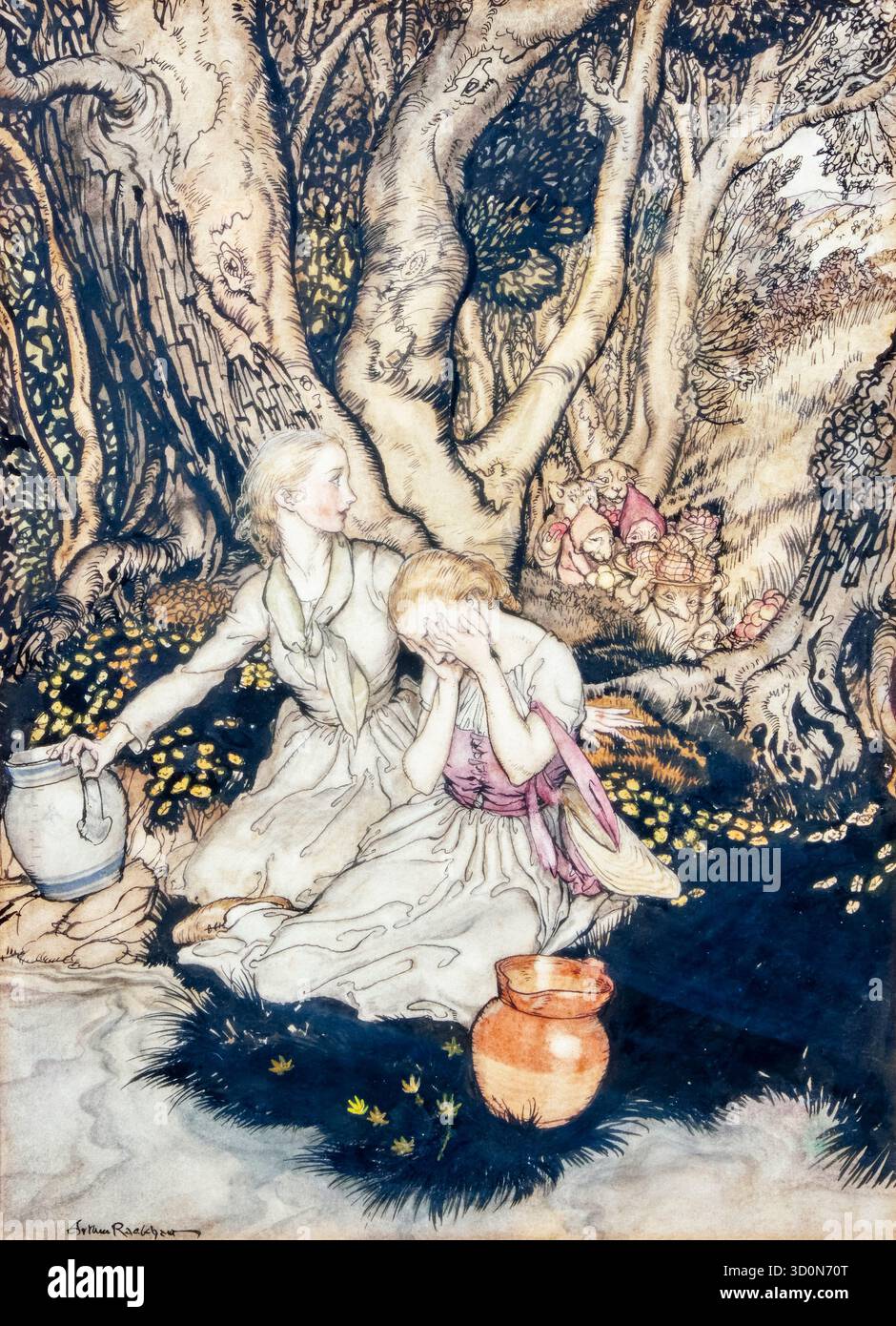 Arthur Rackham, Goblin Market, Illustration in Stift und Tinte mit Aquarell, 1933 Stockfoto