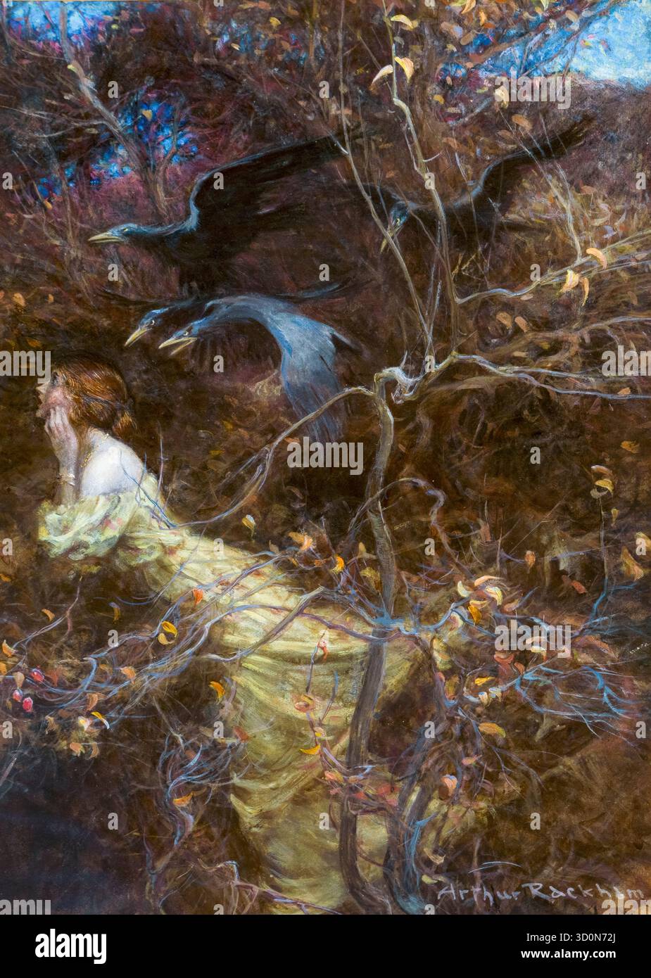 Arthur Rackham, The Haunted Wood, Illustration in Stift und Tinte mit Aquarell, 1913 Stockfoto