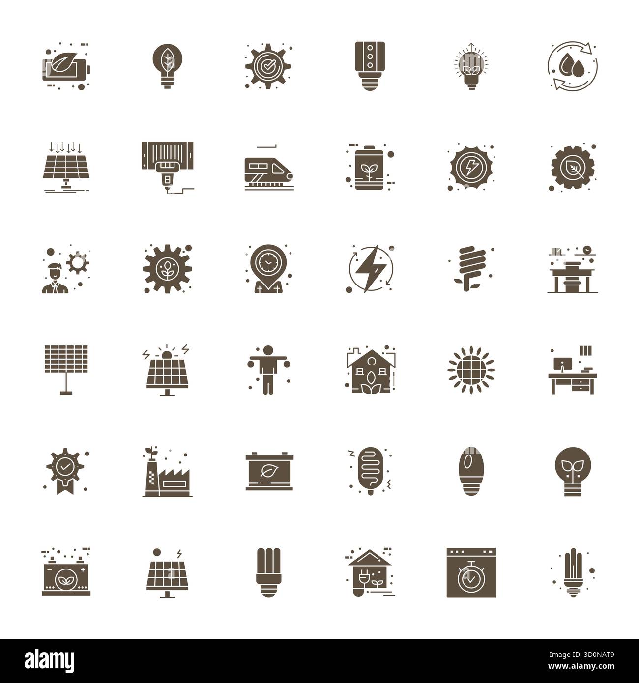 Ultimative Sammlung von 36 Vektorsymbolen, die eine effiziente Ästhetik darstellen, optimiert mit 128x128 Detail Enhanced Resolution für maximale impac Stock Vektor