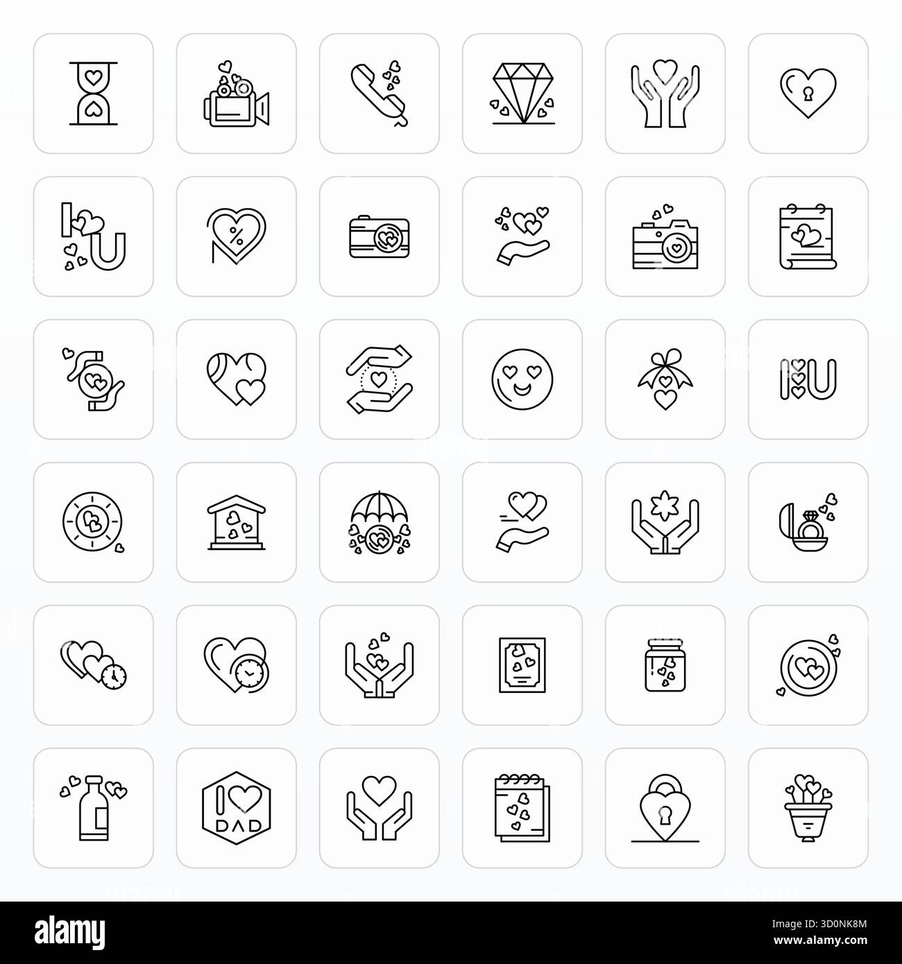 Die ultimative Sammlung von 36 Vektorsymbolen, die eine hohe Anziehungskraft in der Ästhetik von Bold Line darstellen, optimiert mit einer editierbaren Auflösung in hoher Auflösung für maximale Imp Stock Vektor