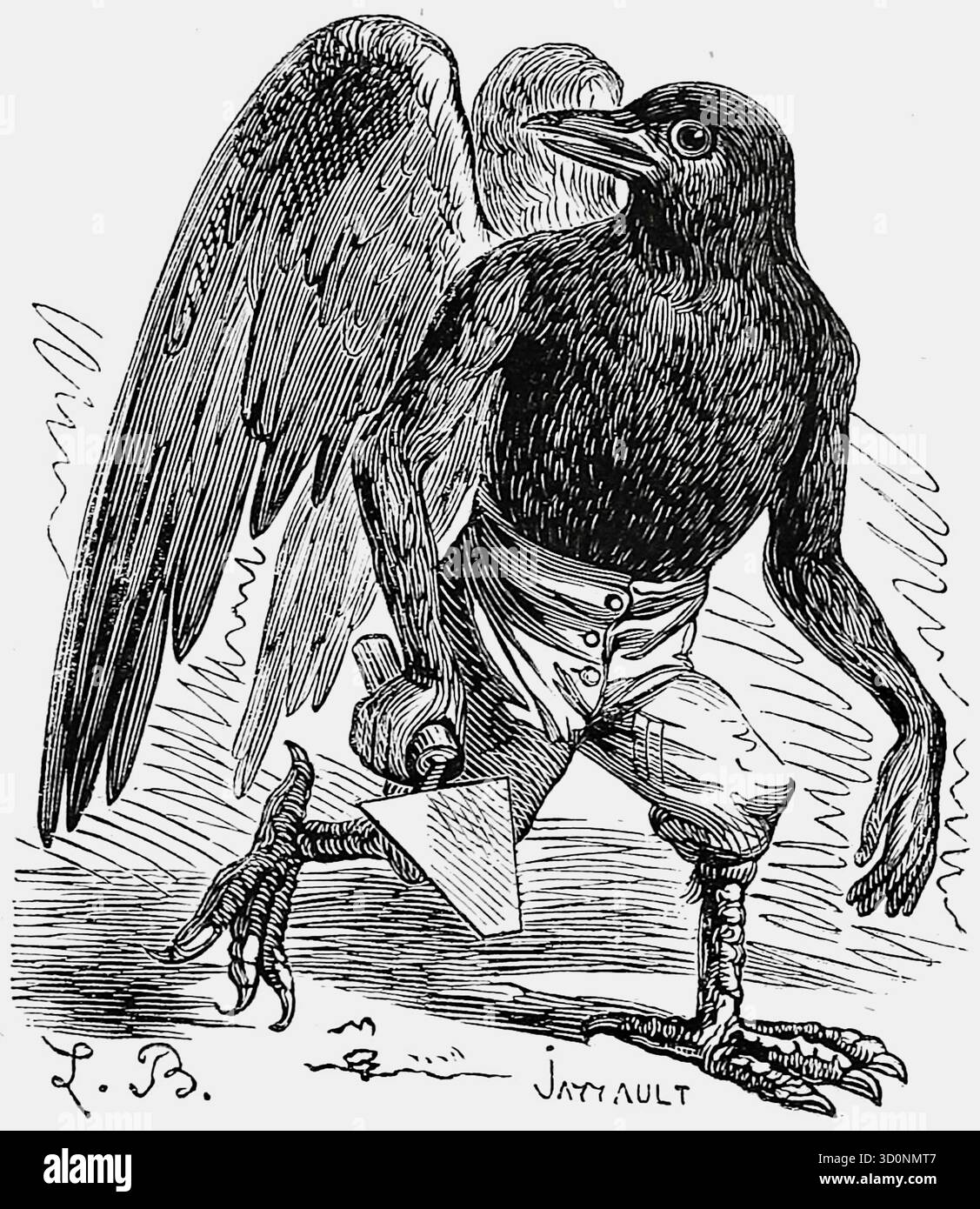 Louis Le Breton – Malphas ist ein Dämon in der Dämonologie, der als Krähe erscheint, bevor er sich in einen Mann mit heiser Stimme verwandelt. Zu seinen Fähigkeiten zählen der Bau von Häusern, hohen Türmen und Festungen sowie der Niederschlag von Gebäuden von Feinden. Er soll auch die Wünsche oder Gedanken der Feinde zerstören und gute Vertraute geben. Laut den Texten wird er bereit sein, jedes Opfer anzunehmen, aber dann den Beschwörer zu täuschen. Stockfoto