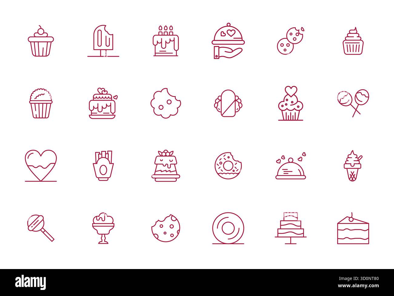 Laden Sie 24 skalierbare Bold-Line-Vektorsymbole herunter, die für Yummy entwickelt wurden und eine editierbare Auflösung von 128x128 bieten, die für professionelle und kreative Projekte geeignet ist. Stock Vektor