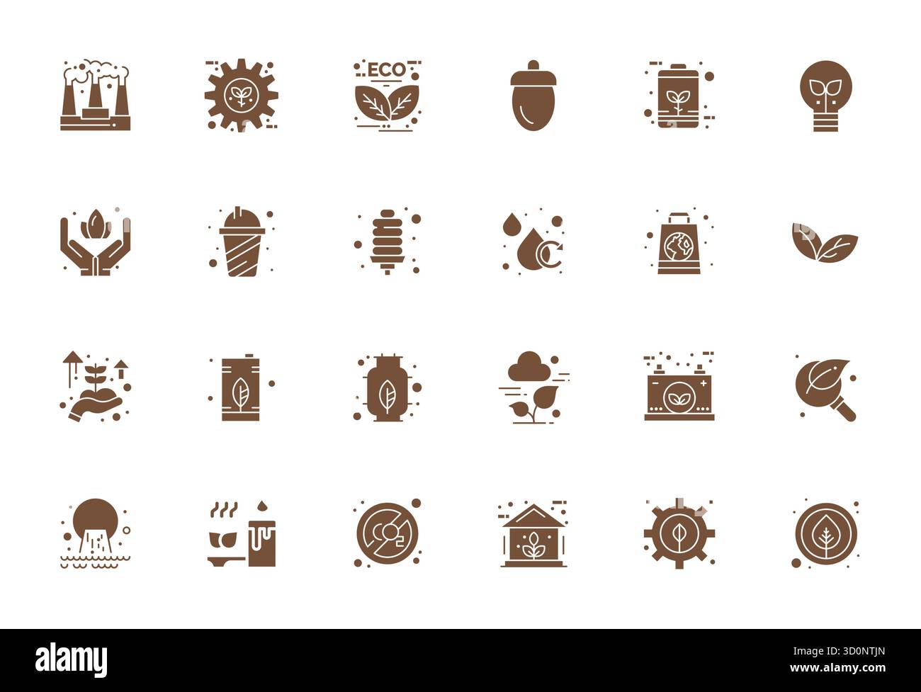 Raffiniertes Paket mit 24 gefüllten Vektorsymbolen für Nachhaltigkeit, optimiert mit editierbarer High Resolution Qualität für elegantes und funktionales Design sol Stock Vektor
