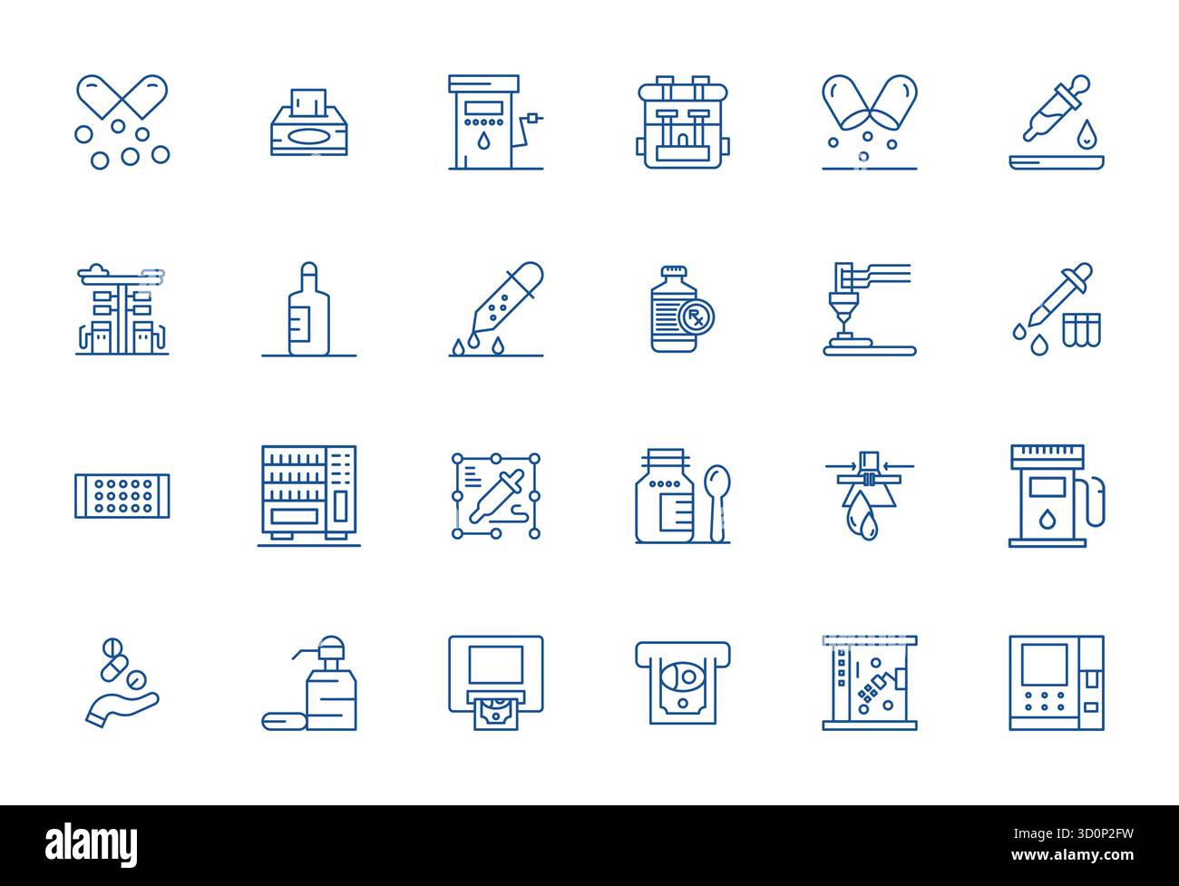 Strategisches Paket mit 24 Vektorsymbolen, die Dispensing im Format Fett darstellen, optimiert mit hochauflösender PIXELQUALITÄT für Profi Stock Vektor