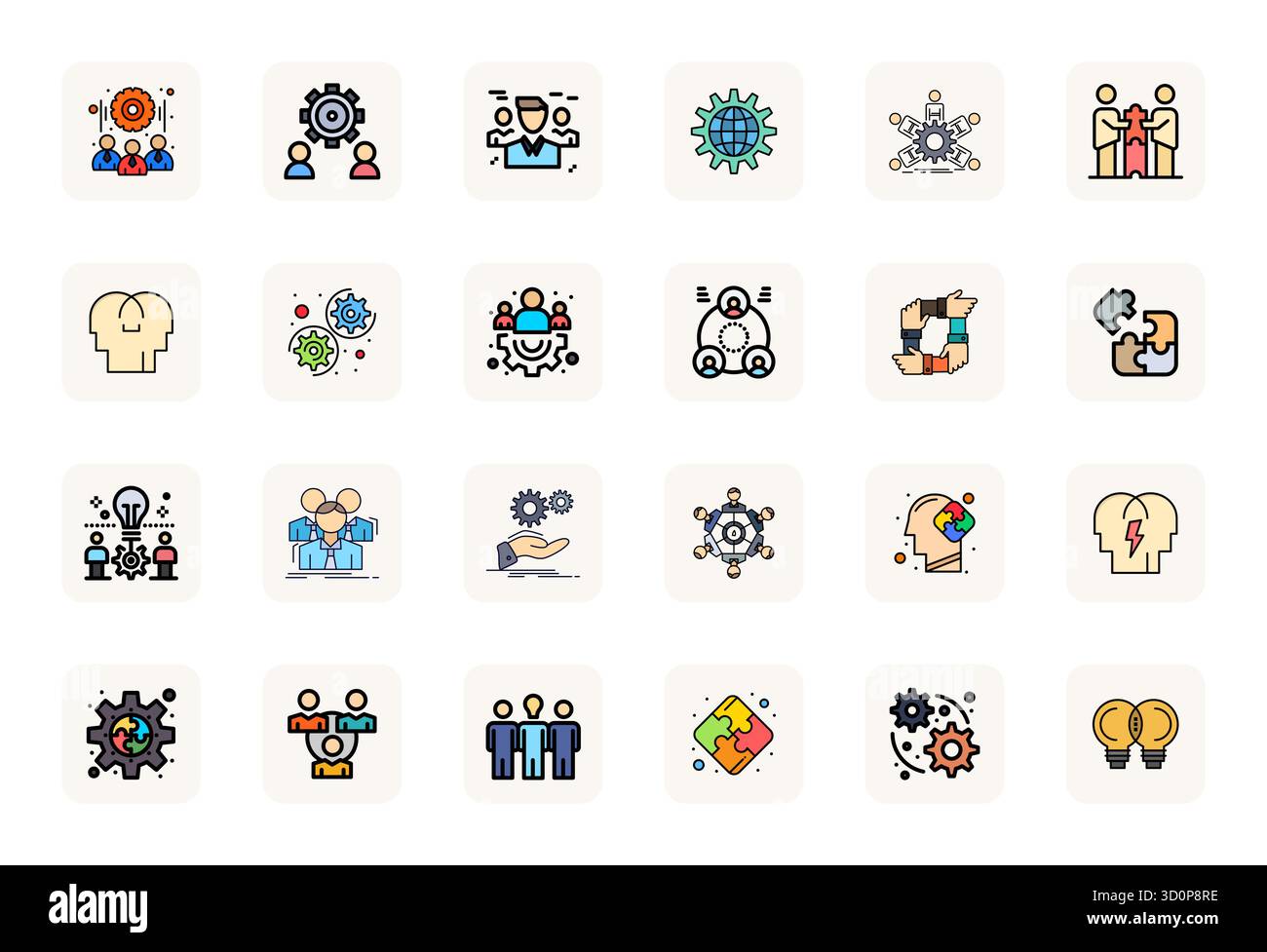 Hochwertige Sammlung von 24 LineFilled Vektorsymbolen für Synergy, die in einer für 256 x 256 Pixel optimierten Auflösung für überragende visuelle Wirkung gefertigt wurden. Stock Vektor