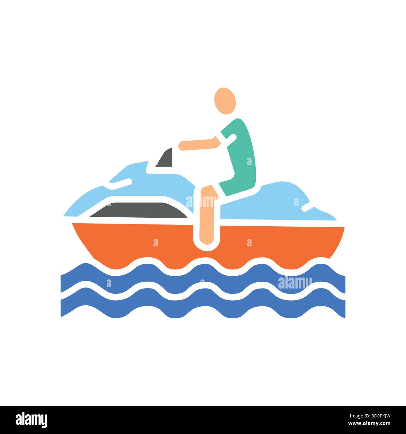Jet-Ski-Farbsymbol für digitale und gedruckte Projekte. Minimale bereinigte Symbole für Apps und Websites. Moderne, einfache Symbole für UI UX und Branding Stock Vektor