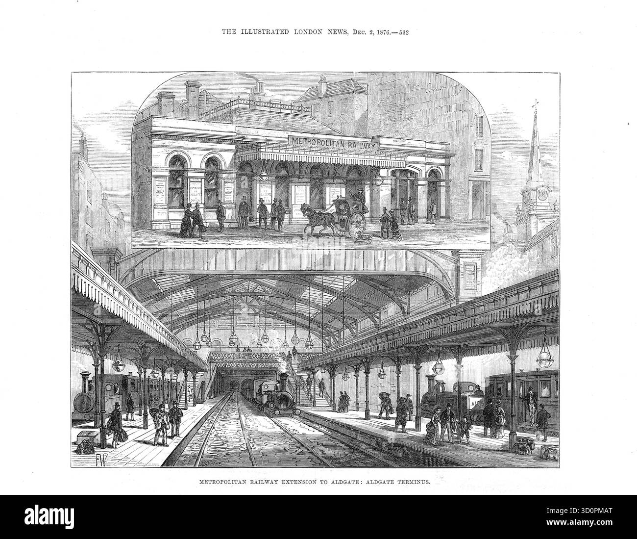 Metropolitan Railway Extension, Aldgate, London, 1876 Stockfoto