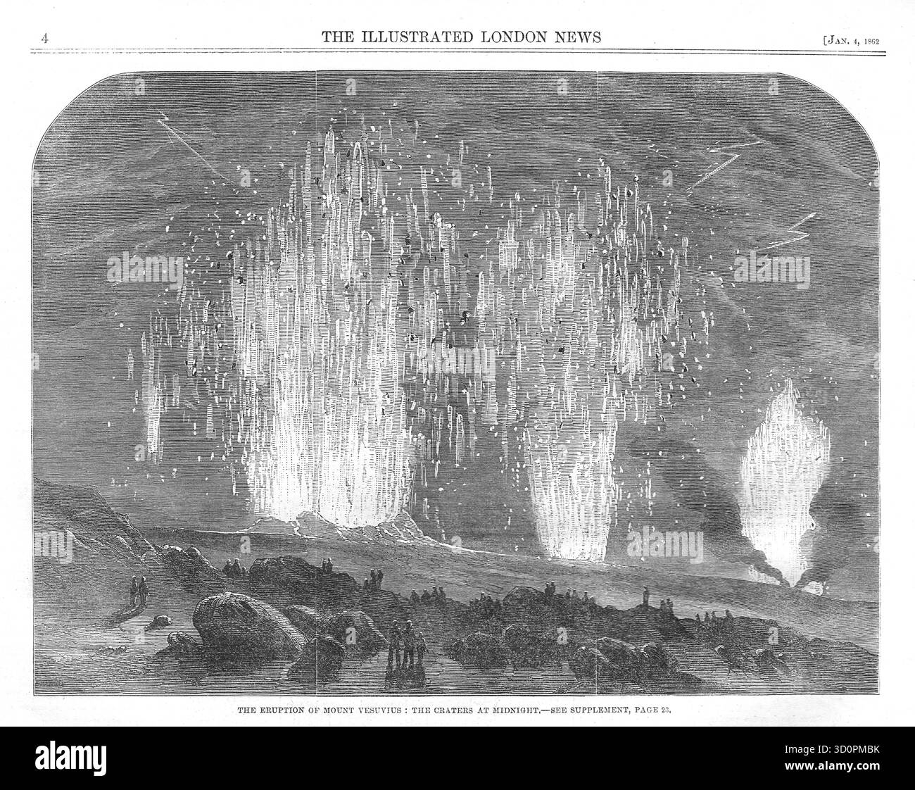 Ausbruch des Vesuv, Dezember 1861 Stockfoto