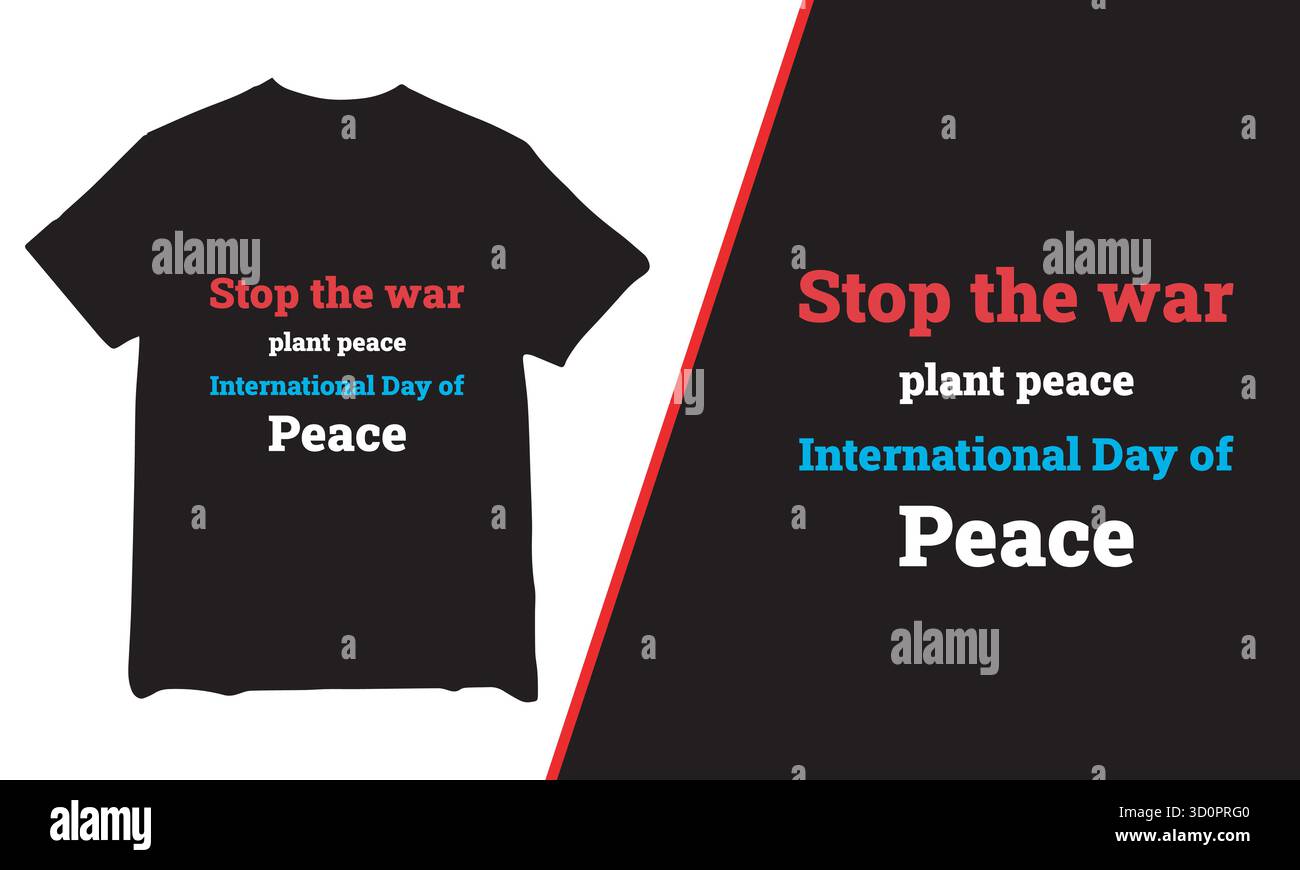 Design des internationalen Tages des Friedens T-Shirts, Design des T-Shirts zum Weltfriedenstag, Design des T-Shirts zum Friedensbewusstsein Stock Vektor Design des internationalen Tages des Friedens T-Shirts, Design des T-Shirts zum Weltfriedenstag, Design des T-Shirts zum Friedensbewusstsein Stock Vektor